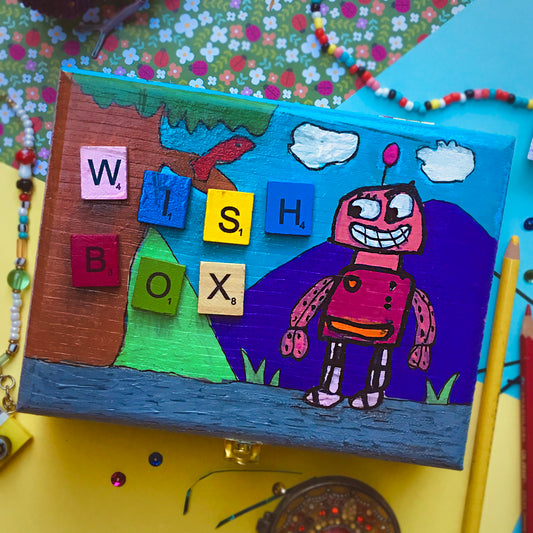 Molly the Robot Hand Painted Wish Box