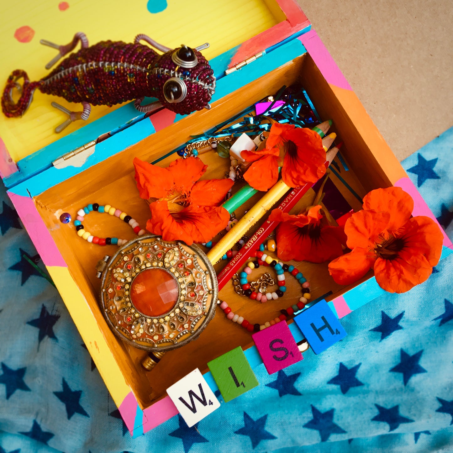 Molly the Robot Hand Painted Wish Box