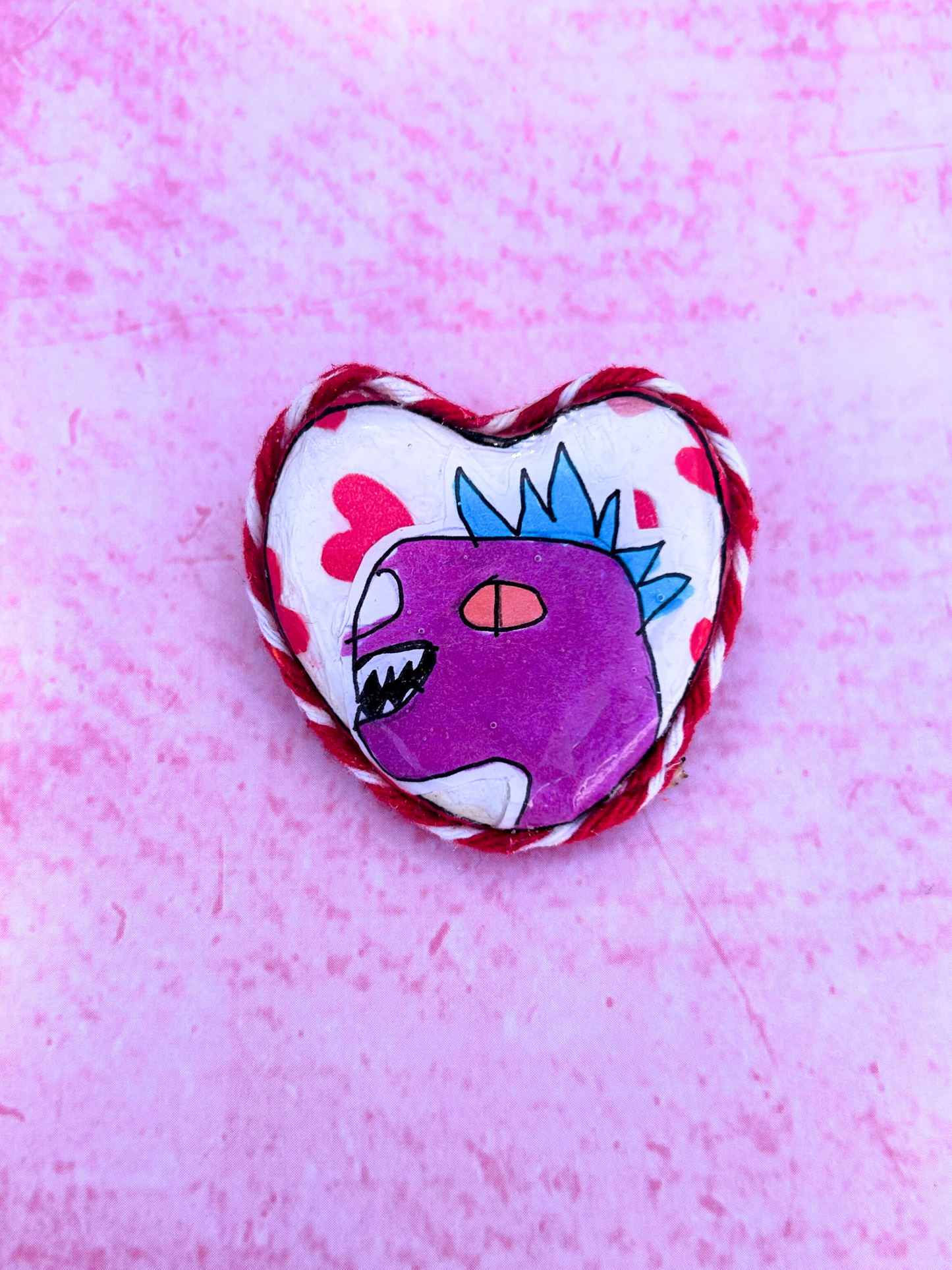 Dino Heart Clay Pin