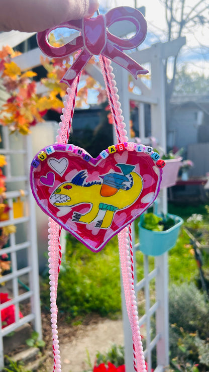 "Fun & Fabulous" Monster Ceramic Heart & Bow Wall Decoration