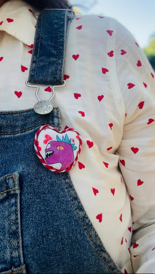 Dino Heart Clay Pin