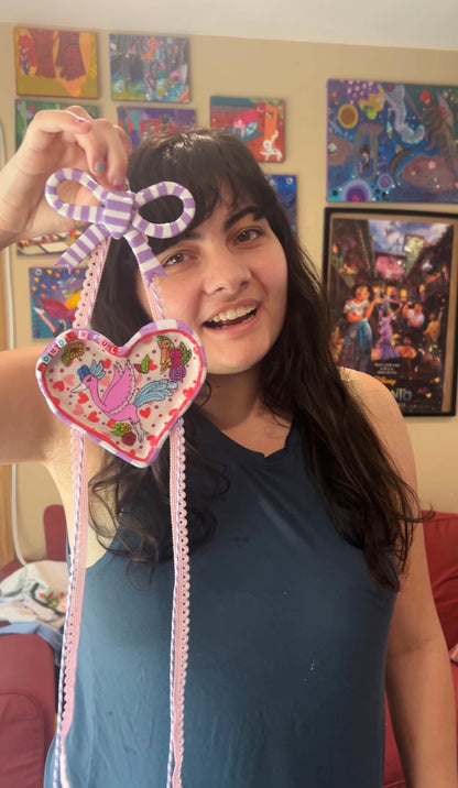 "Wonderful" Whimsical Ceramic Heart & Bow Wall Decoration