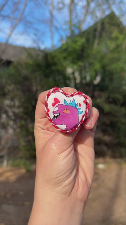 Dino Heart Clay Pin